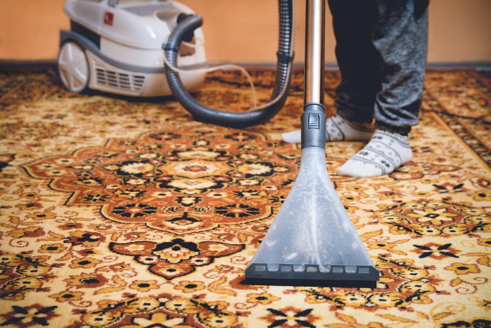 image of Sunshine Carpet Cleaning performing an oriental rug cleaning in Port St. Lucie